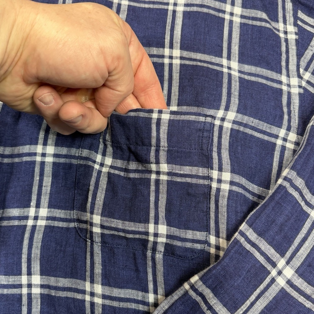Peter Millar Men's Size XXL‎ Blue Plaid 100% Linen Button Up Long Sleeve Shirt - Picture 3 of 13